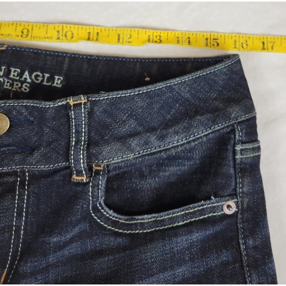 American Eagle Artist Stretch Flare Jeans Dark Wash Blue Womens 10 Long 10L - Picture 2 of 8